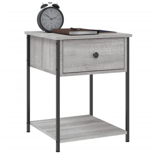 Sengeborde 2 stk. 44x45x58 cm konstrueret træ grå sonoma-eg