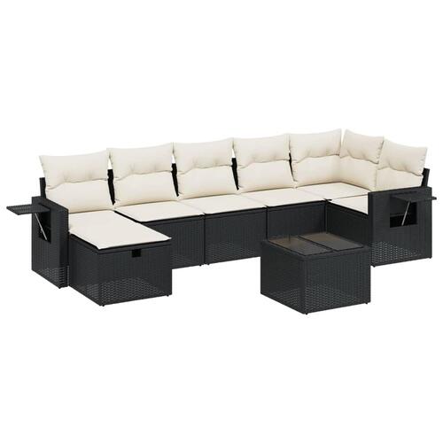 Sofasæt til haven 8 dele med hynder polyrattan sort
