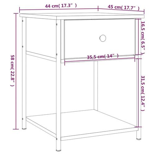 Sengeborde 2 stk. 44x45x58 cm konstrueret træ grå sonoma-eg