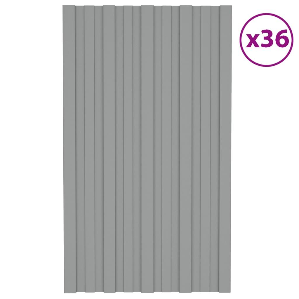 Tagplader 36 stk. 80x45 cm galvaniseret stål grå