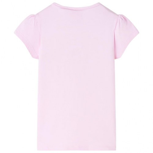 T-shirt til børn str. 116 - lyserød med regnbue og palmer
