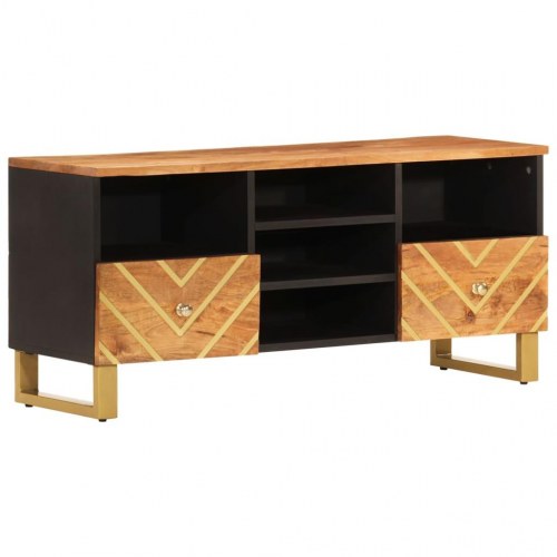 Tv-bord 100x33,5x46 cm massivt mangotræ brun og sort