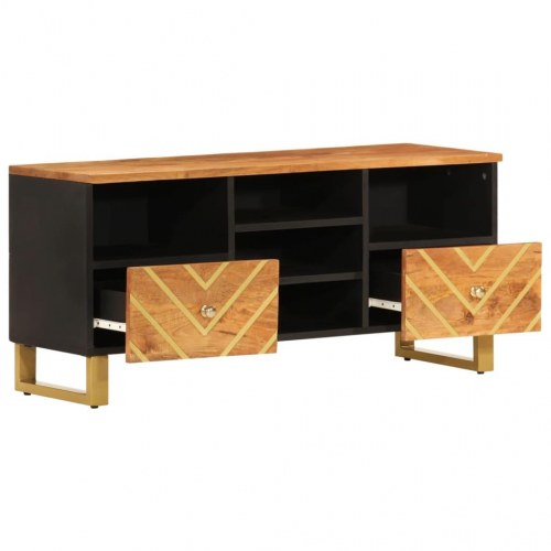 Tv-bord 100x33,5x46 cm massivt mangotræ brun og sort