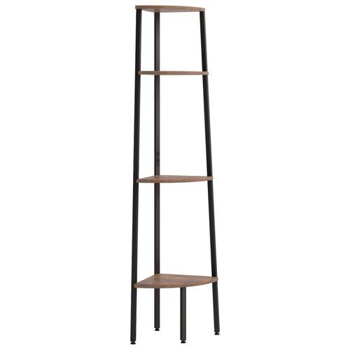 Stigereol med 4 hylder 45,5x31,5x150 cm mørkebrun og sort
