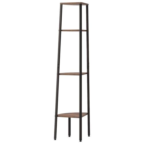 Stigereol med 4 hylder 45,5x31,5x150 cm mørkebrun og sort