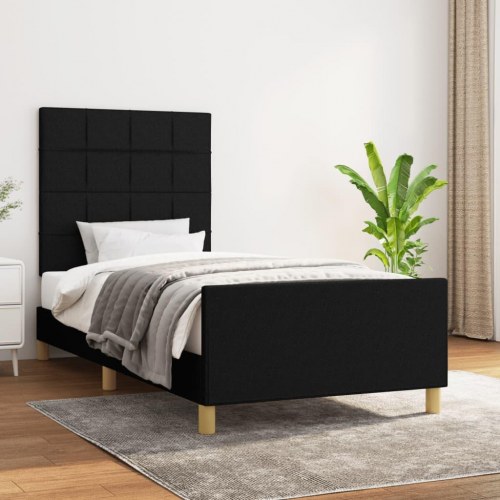 Sengeramme med sengegavl 80x200 cm - stof, sort