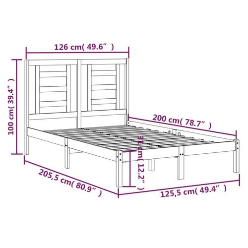 Sengeramme uden madras 120x200 cm massivt fyrretræ