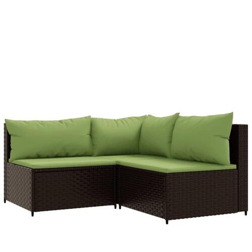 Loungesæt til haven 4 dele med hynder polyrattan brun