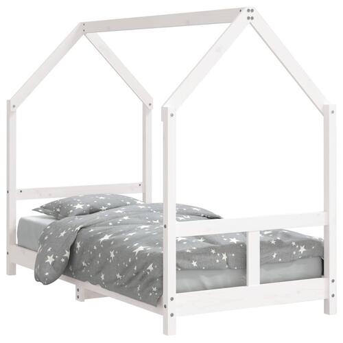 Sengeramme til juniorseng 80x160 cm massivt fyrretræ hvid
