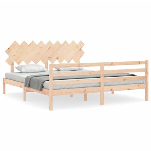 Sengeramme med sengegavl Super King Size massivt træ