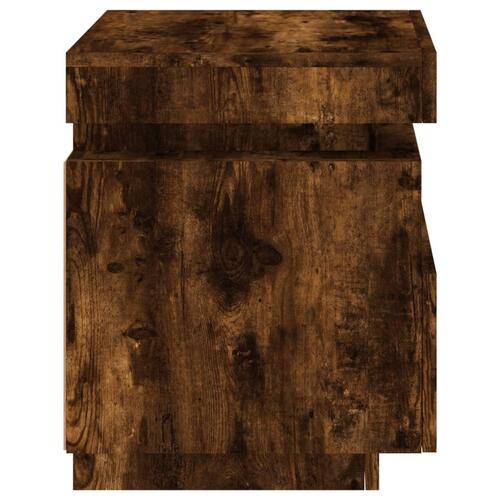 Sengeborde 2 stk. med LED-lys 40x39x48,5 cm røget egetræsfarve