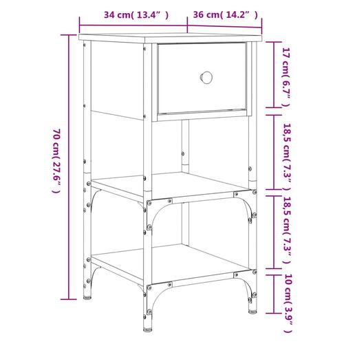 Sengeborde 2 stk. 34x36x70 cm konstrueret træ sonoma-eg