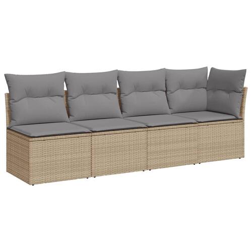 4-personers havesofa med hynder polyrattan beige