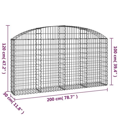 Buet gabionkurv 200x30x100/120 cm galvaniseret jern