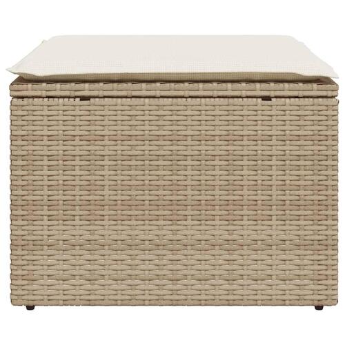 Haveskammel med hynde 55x55x37 cm polyrattan beige