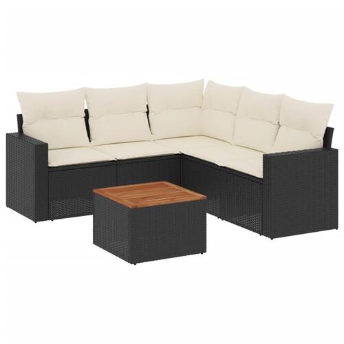 Sofasæt til haven 6 dele med hynder polyrattan sort