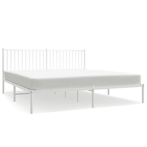 Sengeramme med sengegavl 180x200 cm metal hvid