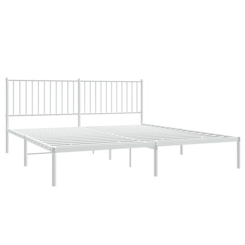 Sengeramme med sengegavl 180x200 cm metal hvid