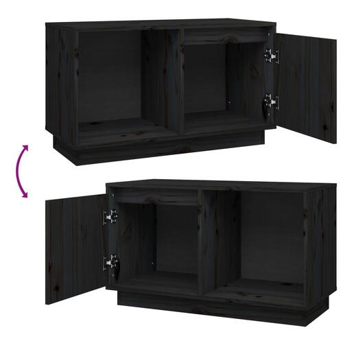 Tv-bord 74x35x44 cm massivt fyrretræ sort