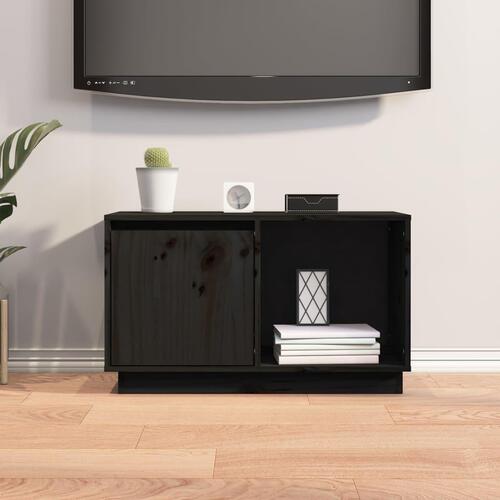 Tv-bord 74x35x44 cm massivt fyrretræ sort