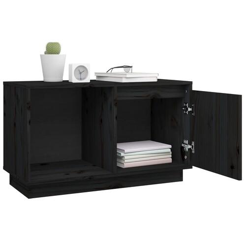 Tv-bord 74x35x44 cm massivt fyrretræ sort