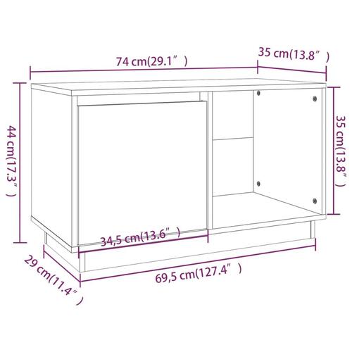Tv-bord 74x35x44 cm massivt fyrretræ sort