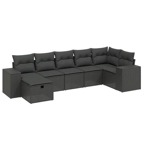 Sofasæt til haven 7 dele med hynder polyrattan sort
