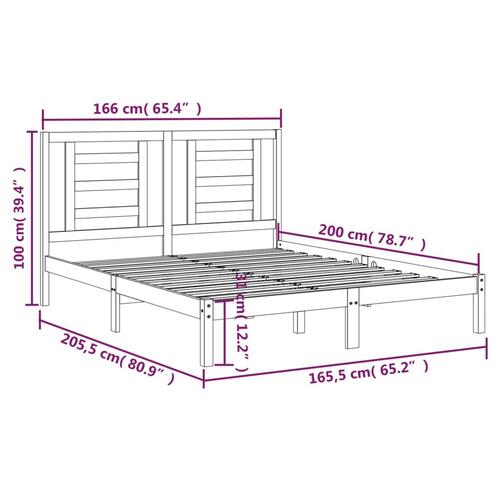 Sengeramme 160x200 cm massivt fyrretræ