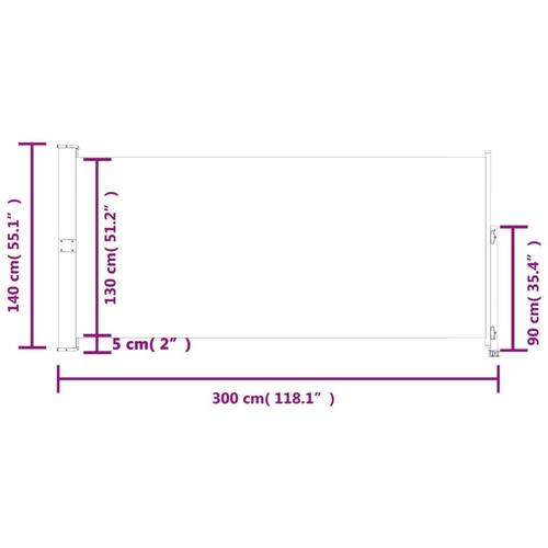 Sammenrullelig sidemarkise til terrassen 140x300 cm cremefarvet