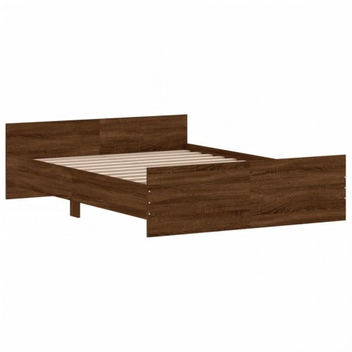 Sengeramme med sengegavl og fodgærde 135×190 cm - brunt egetræ