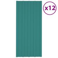 Tagplader 12 stk. 100x45 cm galvaniseret stål grøn