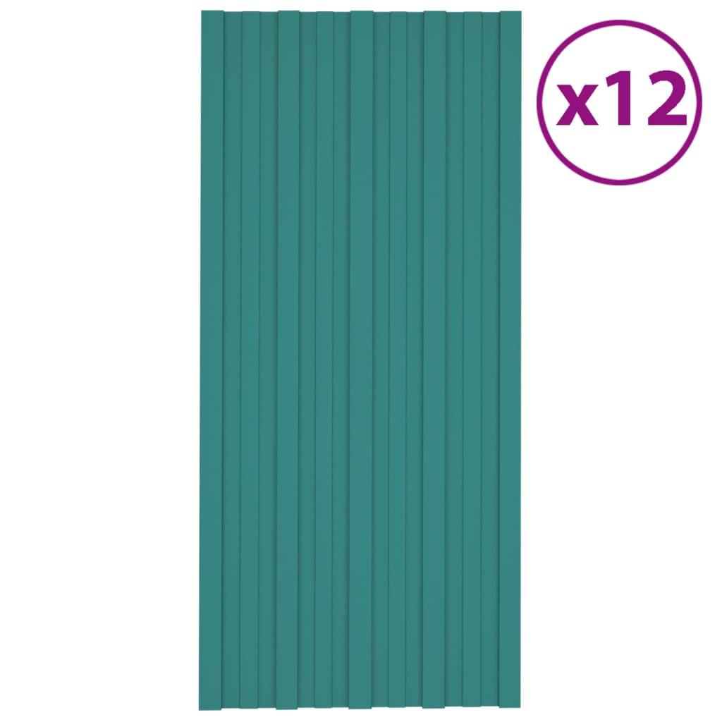 Tagplader 12 stk. 100x45 cm galvaniseret stål grøn