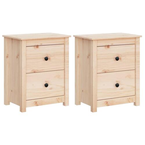 Sengeborde 2 stk. 50x35x61,5 cm massivt fyrretræ