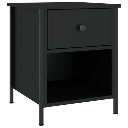 Sengeborde 2 stk. 40x42x50 cm konstrueret træ sort