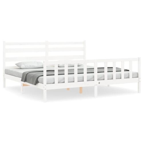 Sengeramme med sengegavl 180x200 cm massivt træ hvid