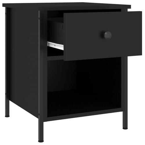 Sengeborde 2 stk. 40x42x50 cm konstrueret træ sort