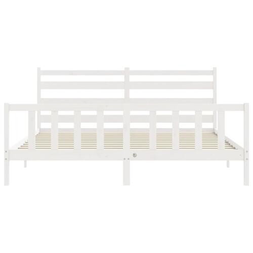Sengeramme med sengegavl 180x200 cm massivt træ hvid