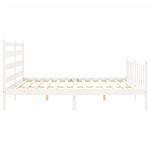 Sengeramme med sengegavl 180x200 cm massivt træ hvid
