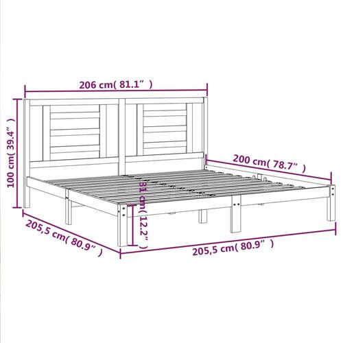 Sengeramme uden madras 200x200 cm massivt fyrretræ