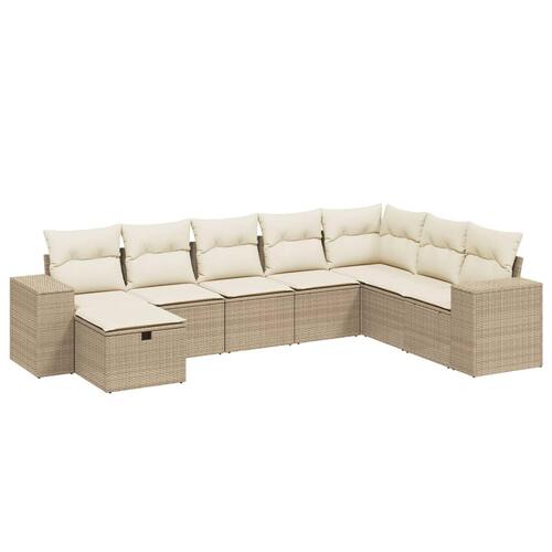 Sofasæt til haven 8 dele med hynder polyrattan beige