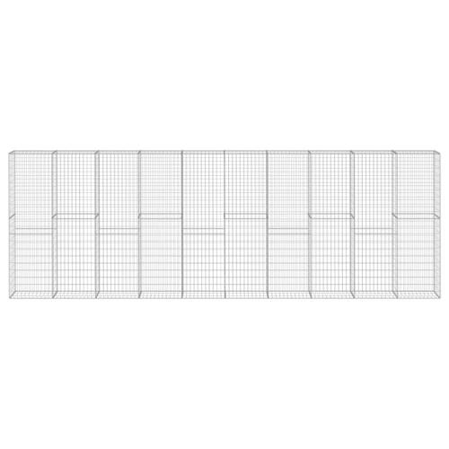 Gabionvæg med dæksler galvaniseret stål 600 x 30 x 200 cm