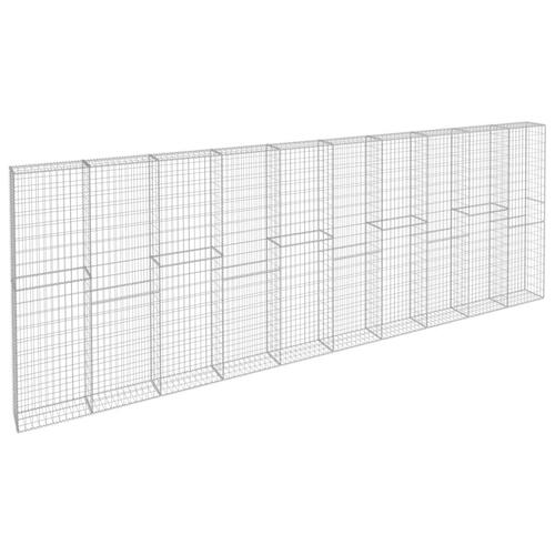 Gabionvæg med dæksler galvaniseret stål 600 x 30 x 200 cm