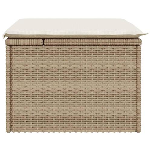 Haveskammel med hynde 55x55x37 cm polyrattan beige