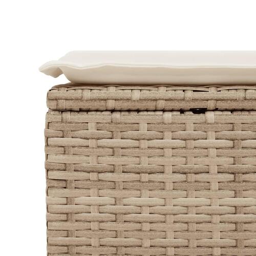 Haveskammel med hynde 55x55x37 cm polyrattan beige