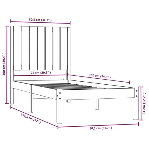 Sengeramme 75x190 cm massivt træ