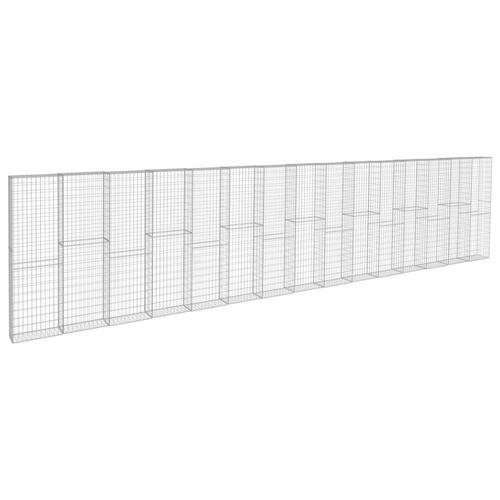 Gabionvæg med dæksler galvaniseret stål 900 x 50 x 200 cm