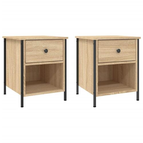 Sengeborde 2 stk. 40x42x50 cm konstrueret træ sonoma-eg