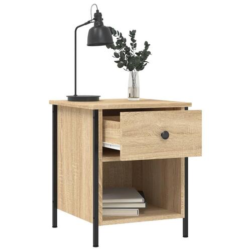Sengeborde 2 stk. 40x42x50 cm konstrueret træ sonoma-eg