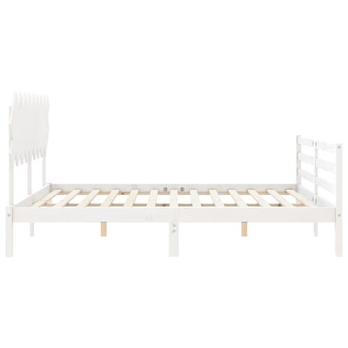 Sengeramme med sengegavl Super King Size massivt træ hvid