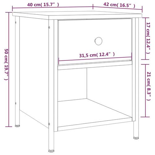 Sengeborde 2 stk. 40x42x50 cm konstrueret træ sonoma-eg